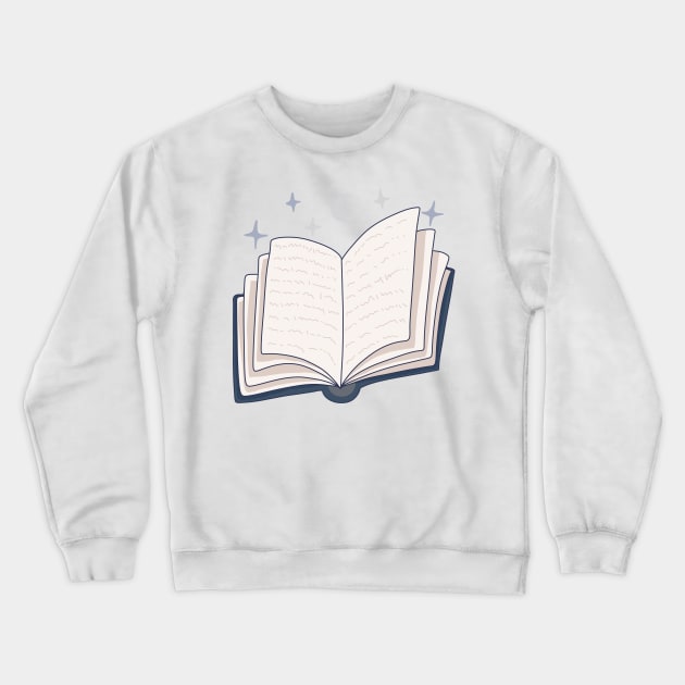 Blue magic book with stars and the moon (for readers) Crewneck Sweatshirt by loulou-artifex